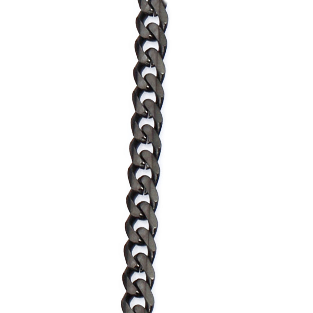 Unisex Black Cuban Curb Chain Necklace 30 inch Stainless Steel
