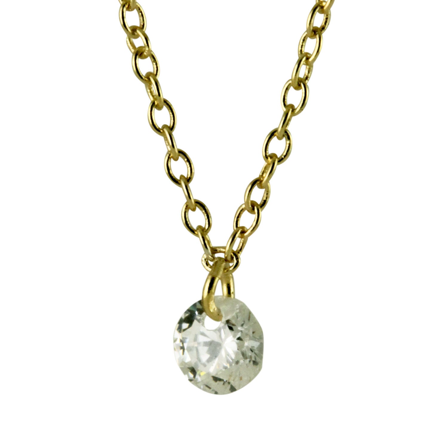 "Speckle" CZ Solitaire Drop Choker Necklace