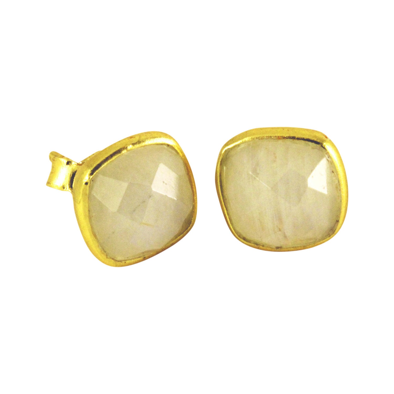 Moonstone Square Stud Earrings