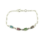 Silver MultiColor Rainbow Stone Link Bracelet