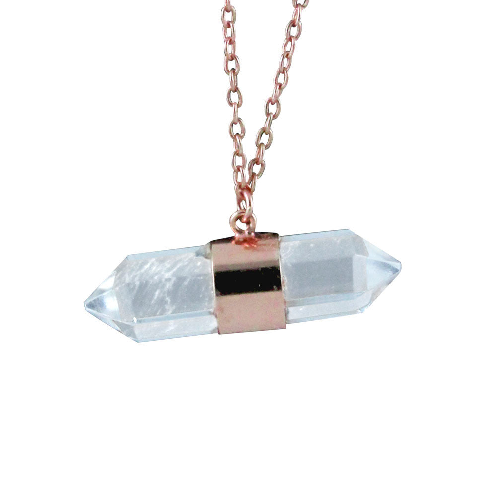 925 Sterling Rosy Crystal Balance Chakra Style Spike Necklace