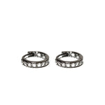 Blackened Silver Mini Hoop "Huggie" Earrings with CZ Stones