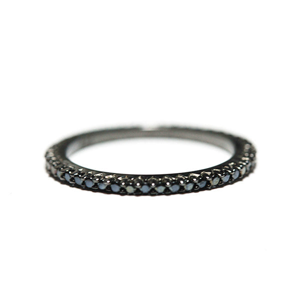 "Caviar" Black CZ Eternity Band & Midi Ring