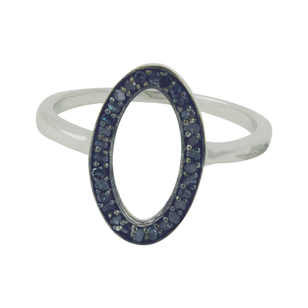 Sterling Silver Blue Diamond Ring