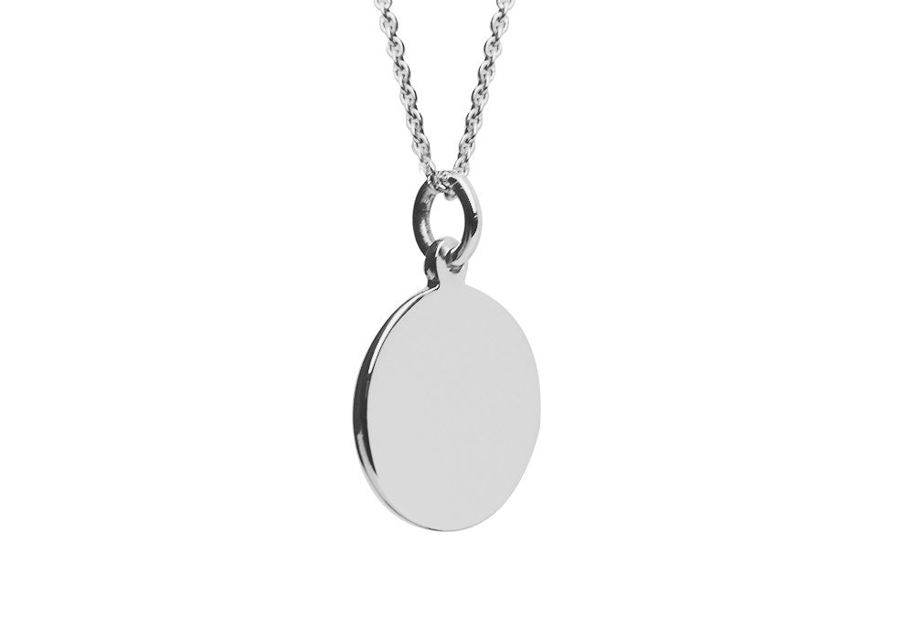 925 Silver Small Medallion Round Disc Charm Necklace 16 inch 30