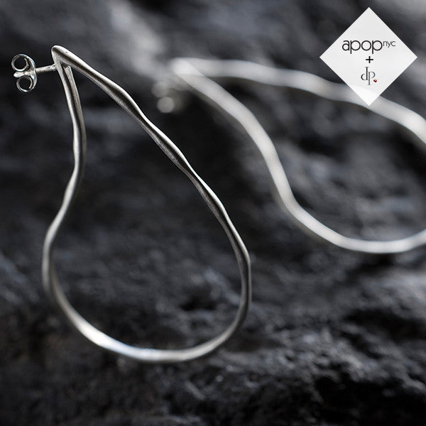 Daphne P. Hammered Matte Teardrop Hoop Earrings
