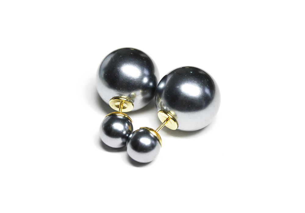 Double Pearl Earrings Sterling Silver Post
