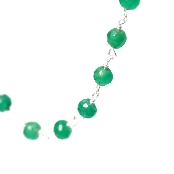 Mini Green Onyx Bead Station Necklace 30 inch