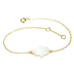 Mother of Pearl Hamsa & Sterling Chain Bracelet