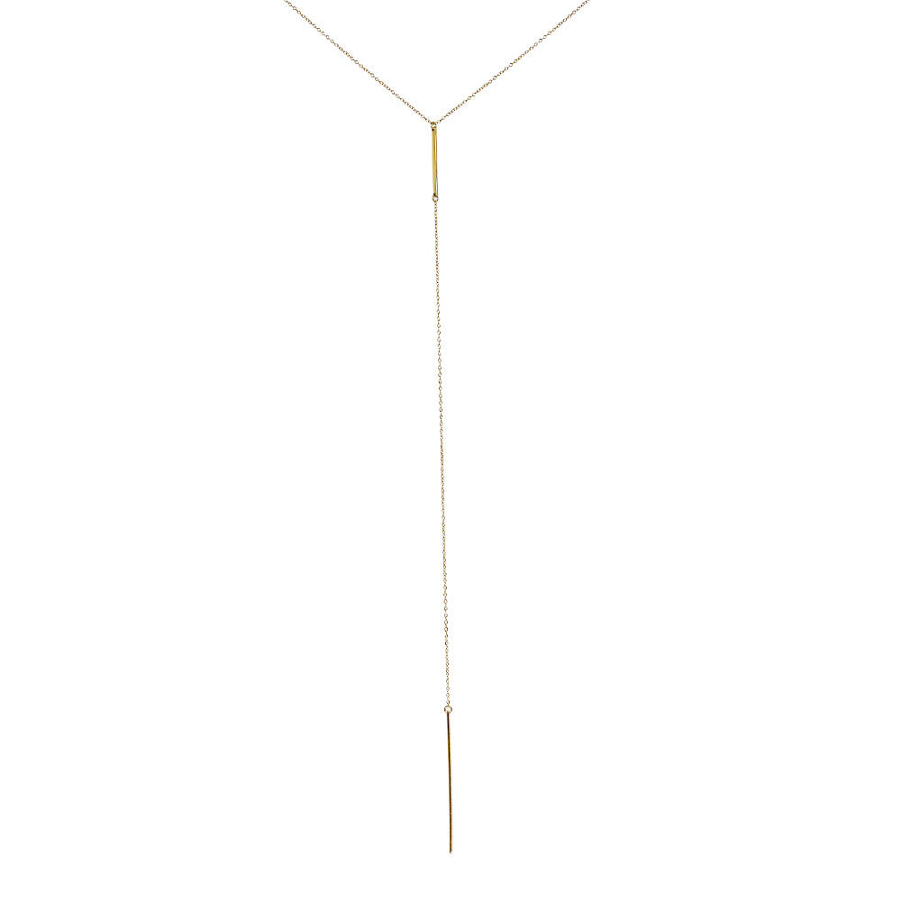 Gold-Dipped Bar Lariat Y Necklace 18 inch