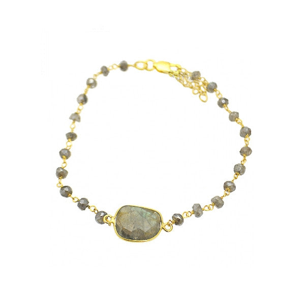 Gold-Dipped Grey Labradorite Bracelet