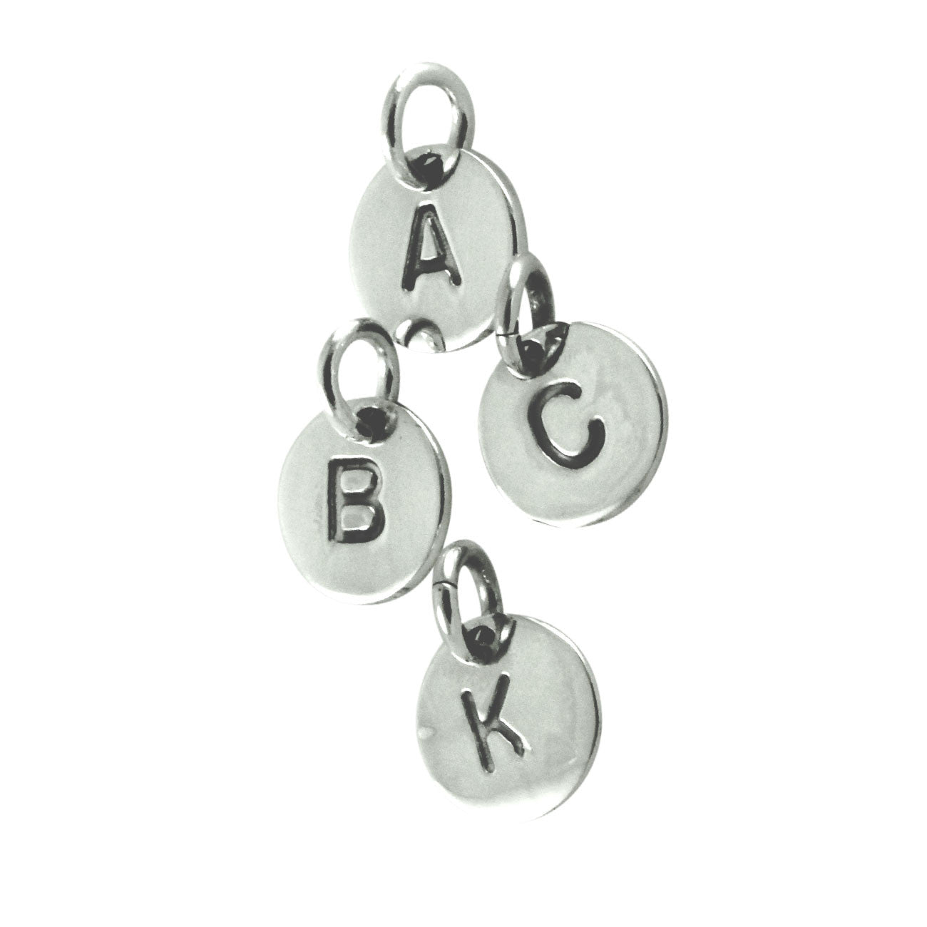 Sterling Silver Mini Alphabet Initial Disc Charm Pendant Only A-Z