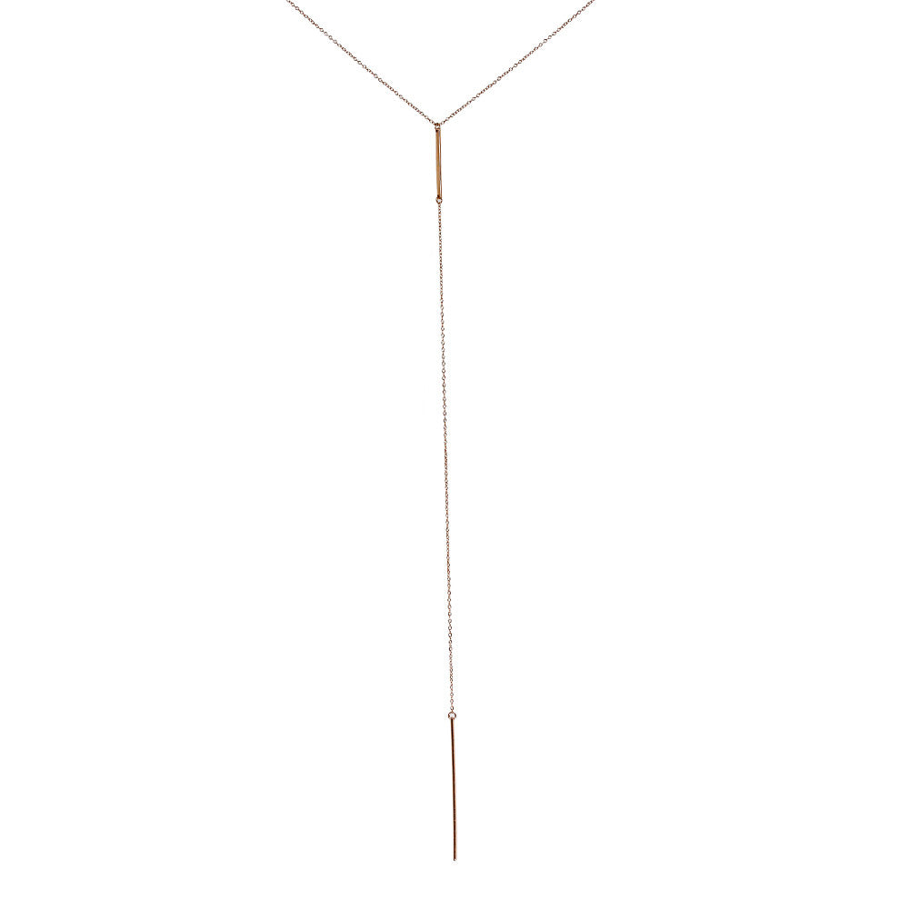 Rosy Bar Lariat Necklace 18 inch