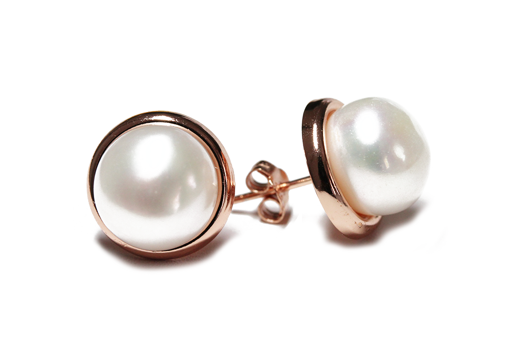 "Frosty" Sterling Silver Cultured Pearl Stud Earrings 10mm