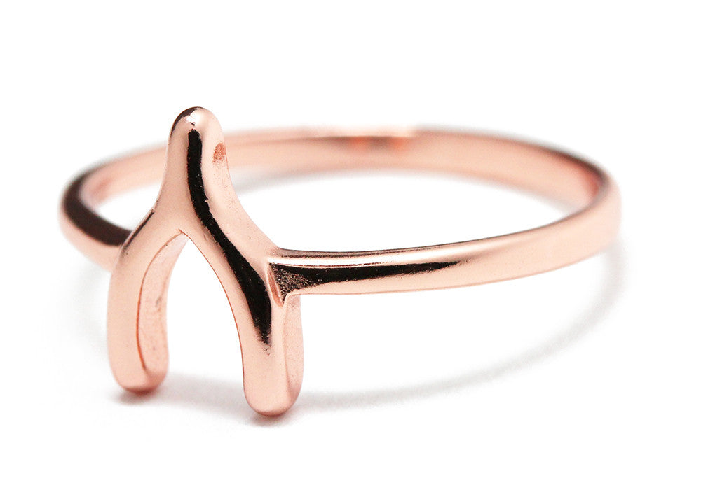 "Lucky" Rosy Wishbone Ring