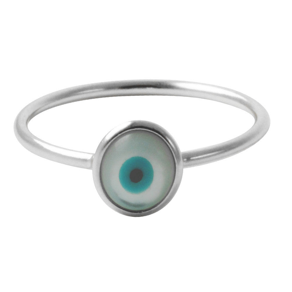 Sterling Silver Mini Blue Eye Ring