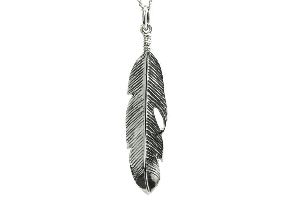 "Plume" Sterling Silver Feather Charm Necklace