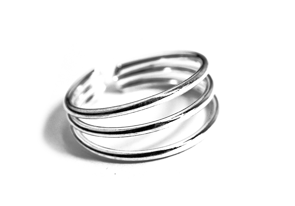 Silver Triple Band MiDi Cuff Ring Adjustable