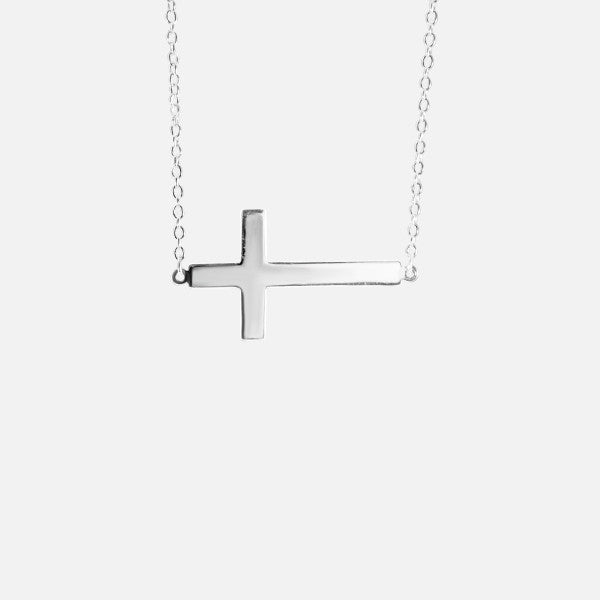 sterling silver sideways cross necklace