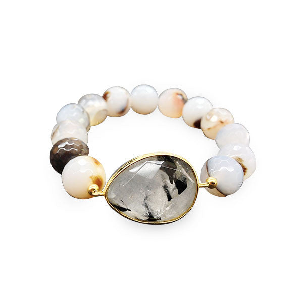 Grey Quartz Gemstone Bracelet Stretch