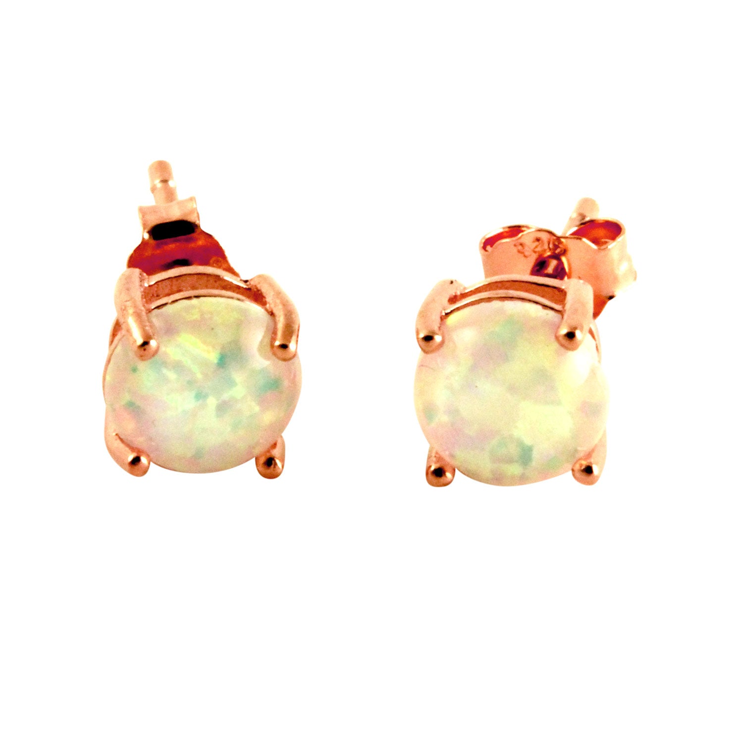 Rosy Mini Opal Prong Stud Earrings