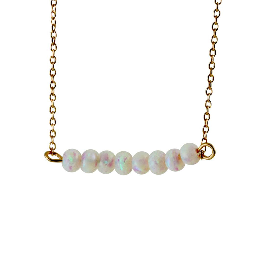 White Opal Bar Necklace