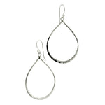 Hammered Sterling Silver Tear Drop Hoop Earrings
