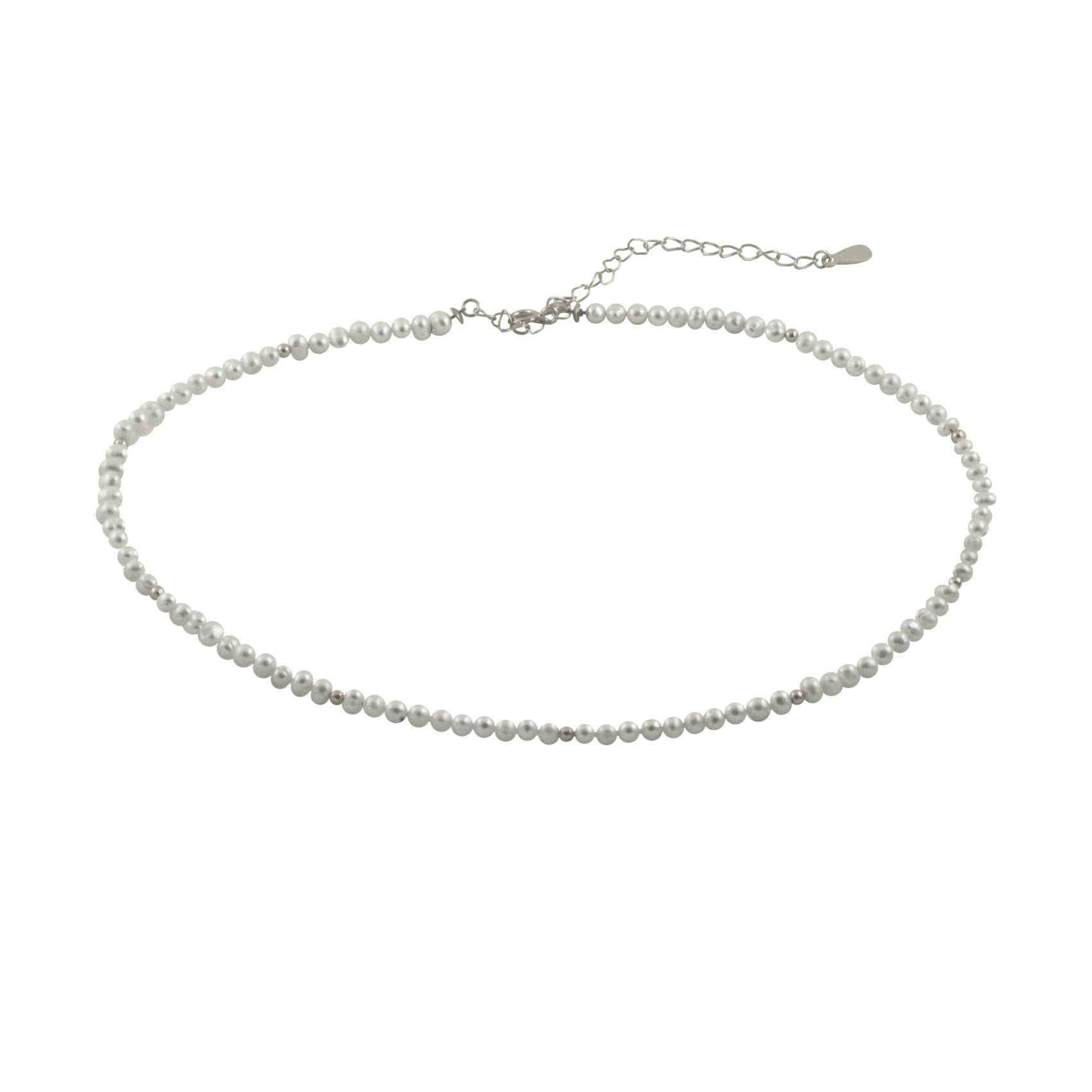 White Pearl Collar Necklace with Bead Accent