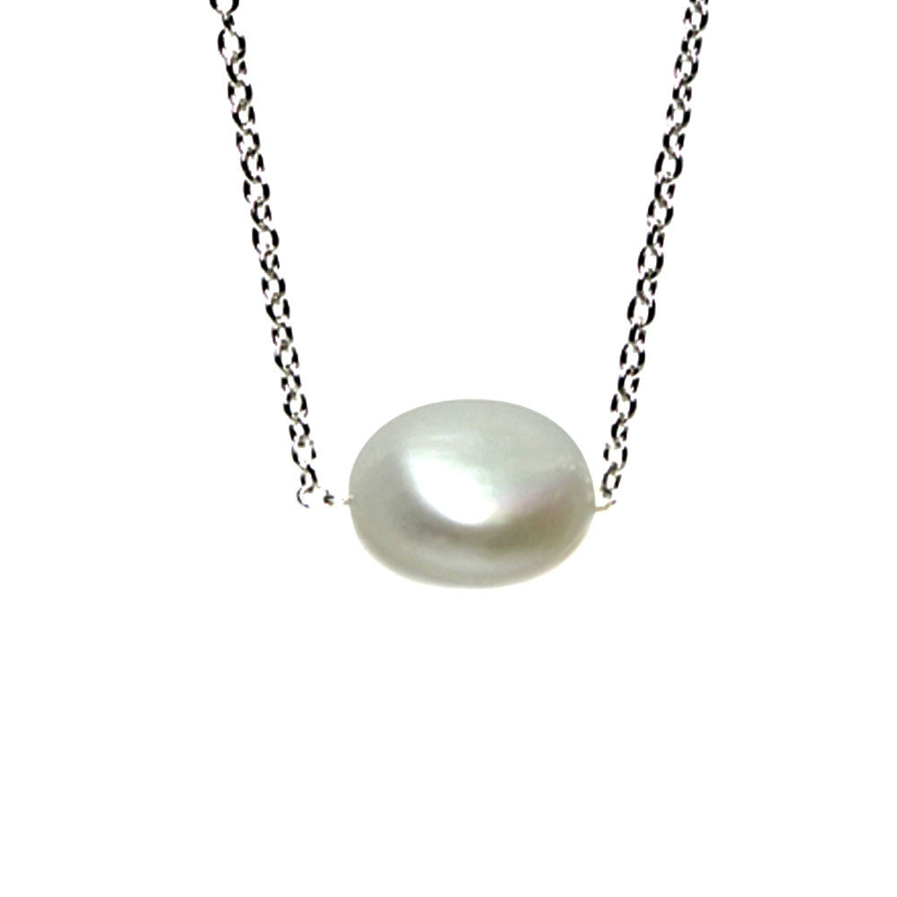 Sterling Silver "Baroque" Single Pearl Necklace
