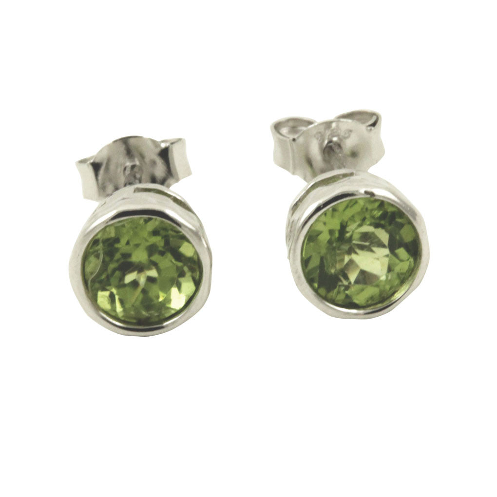 Sterling Silver Peridot Earrings Studs