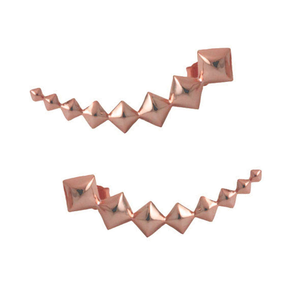 "Kite Studs" Rose Gold-Dipped Geometric Ear Pin Climber Studs