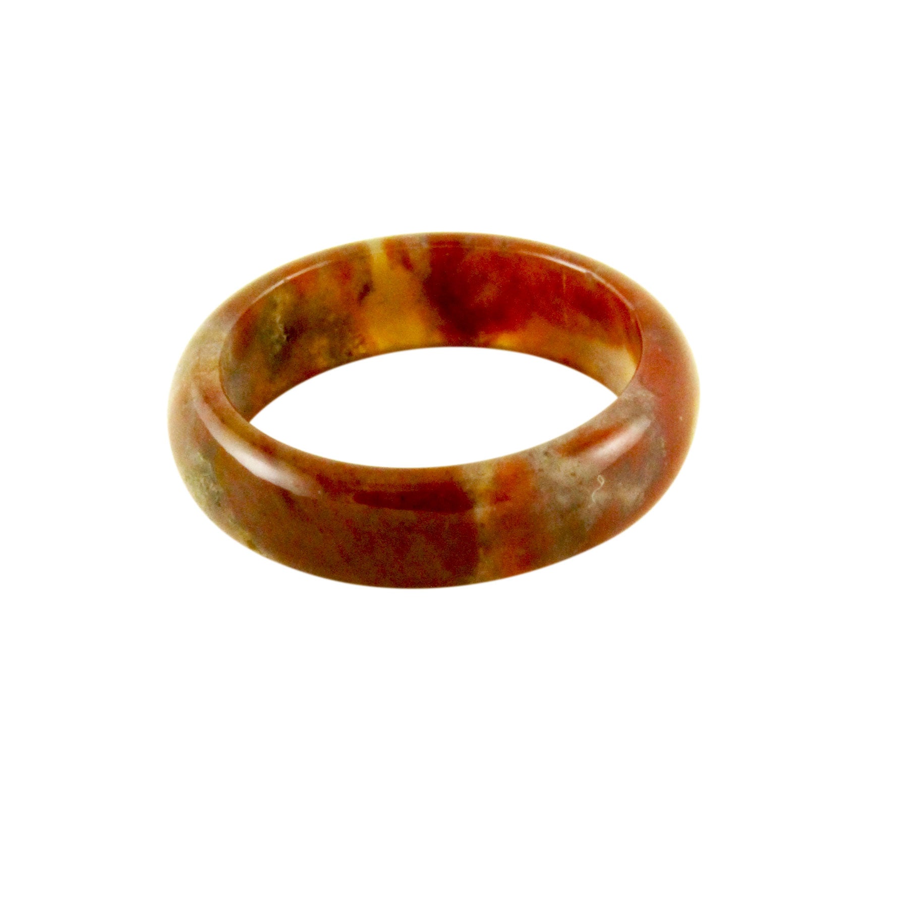 Orange Sunrise Jasper Style Band Stone Ring