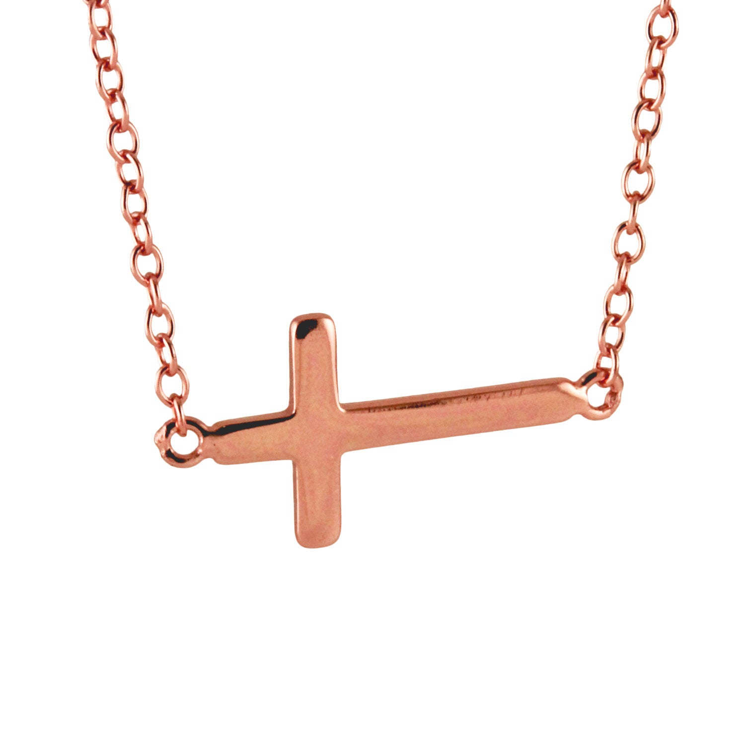 Mini Sterling Silver Sideways Cross Necklace