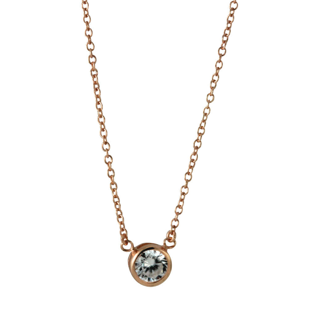 Rosy CZ Solitaire Necklace