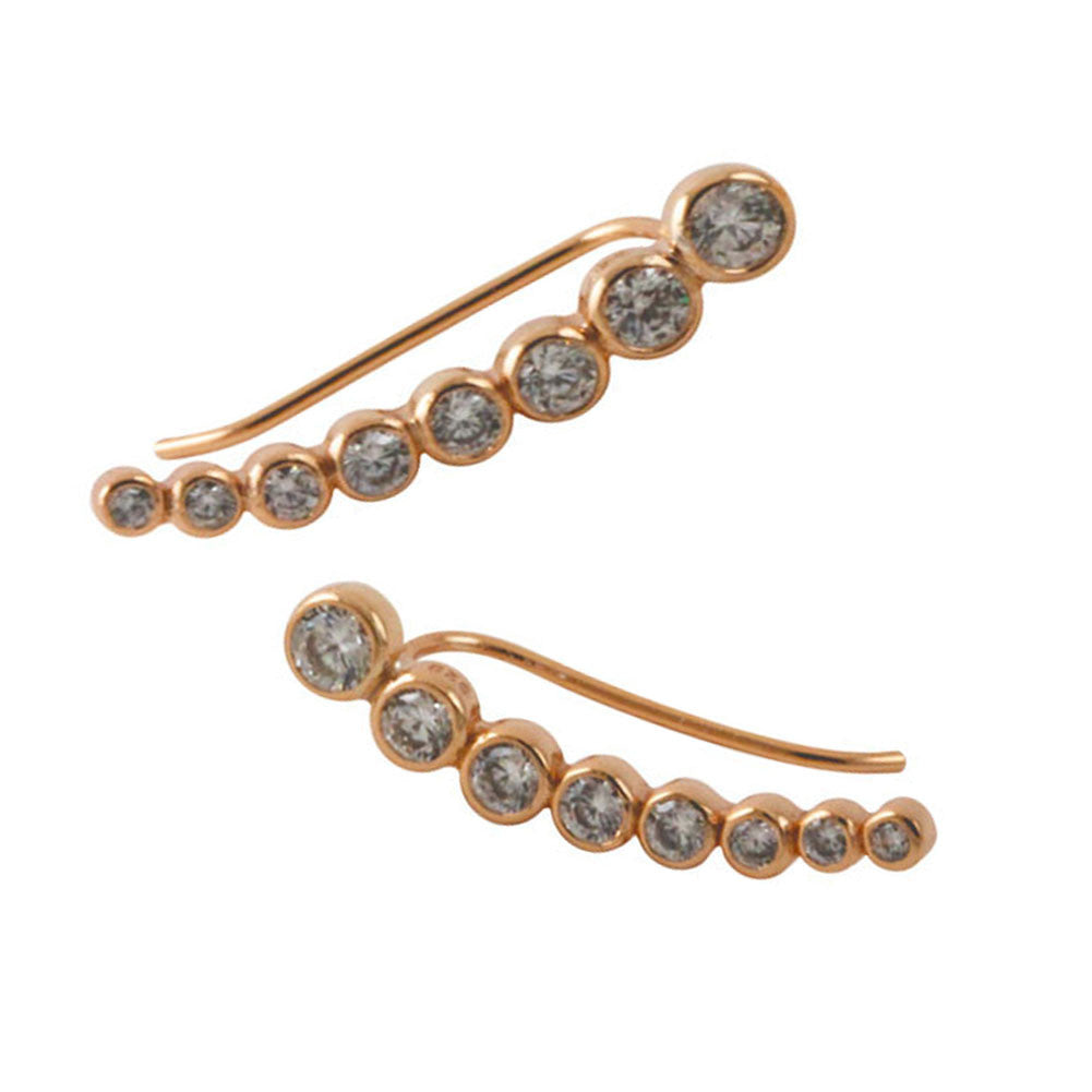 "Bubble" Rosy CZ Ear Pin Wrap Climber Earring