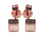 "QBK" Rosy Mini Cube Square Stud Earrings
