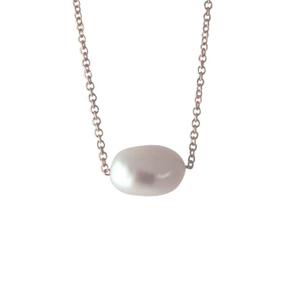 Rosy Natural "Baroque" Single Pearl Necklace