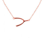 Rose Gold-Dipped Sideways Wishbone Necklace