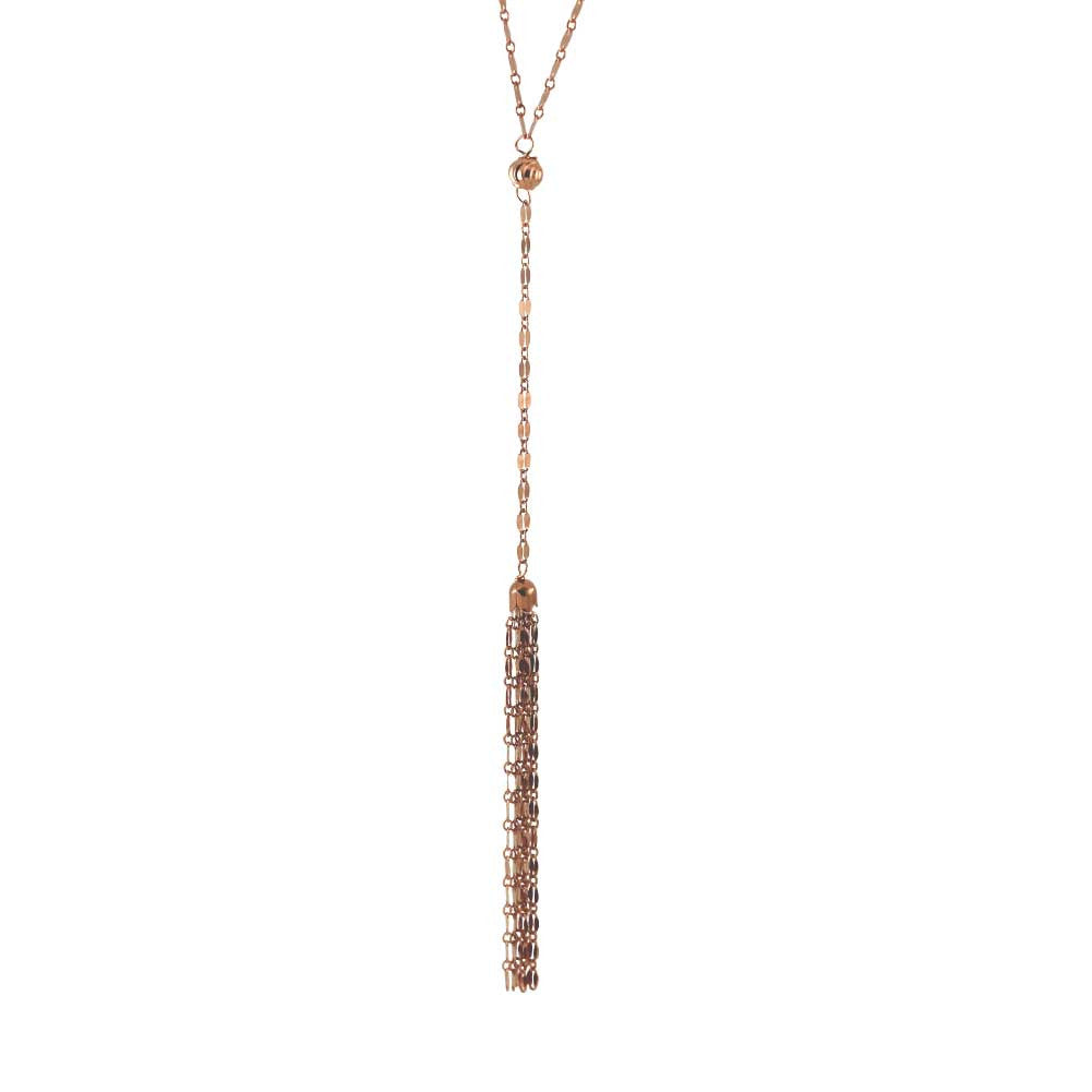 Rosy Tassel Lariat Necklace