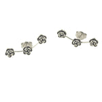 Sterling Rose Flower Crawler Stud Earrings