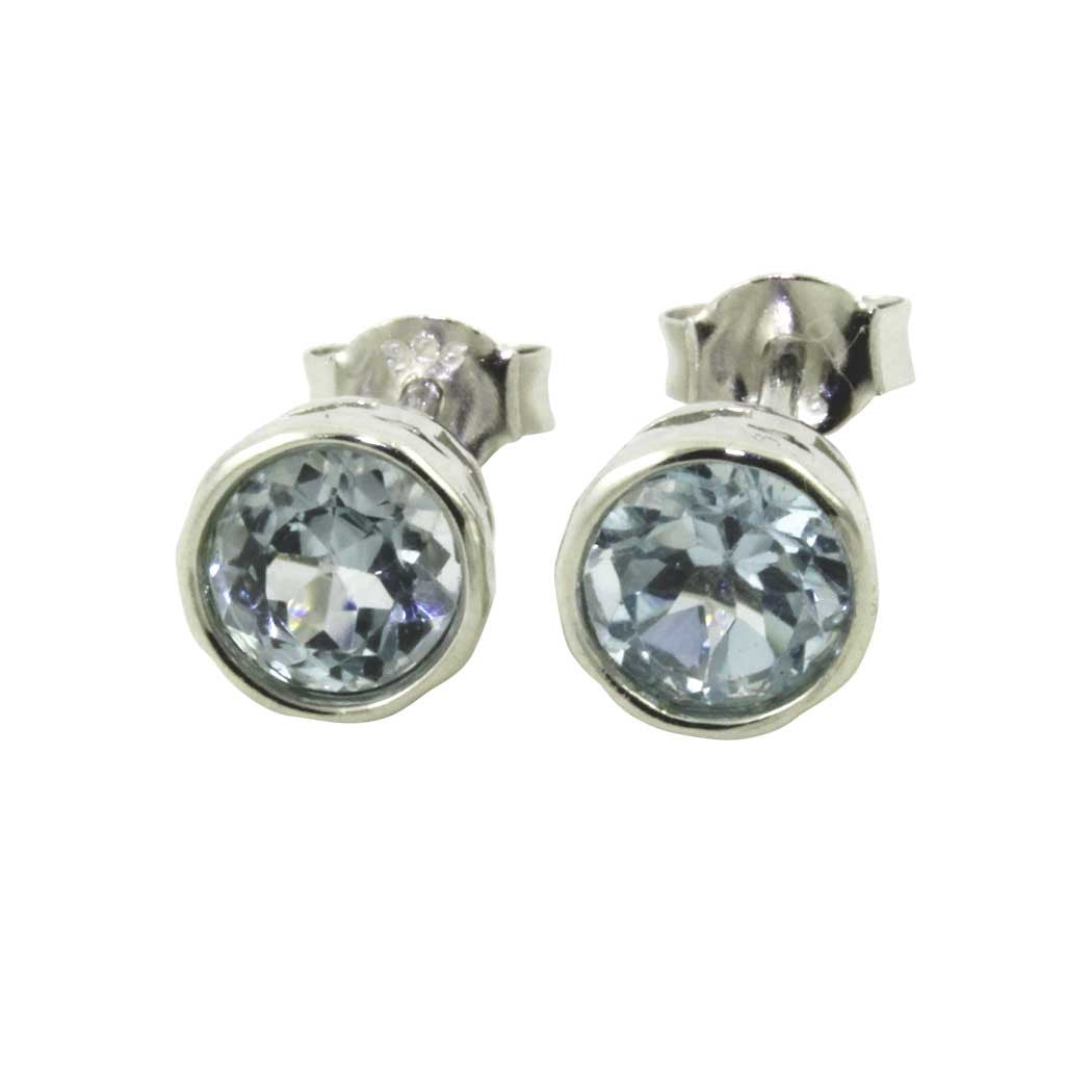 Sterling Blue Topaz Stud Earrings