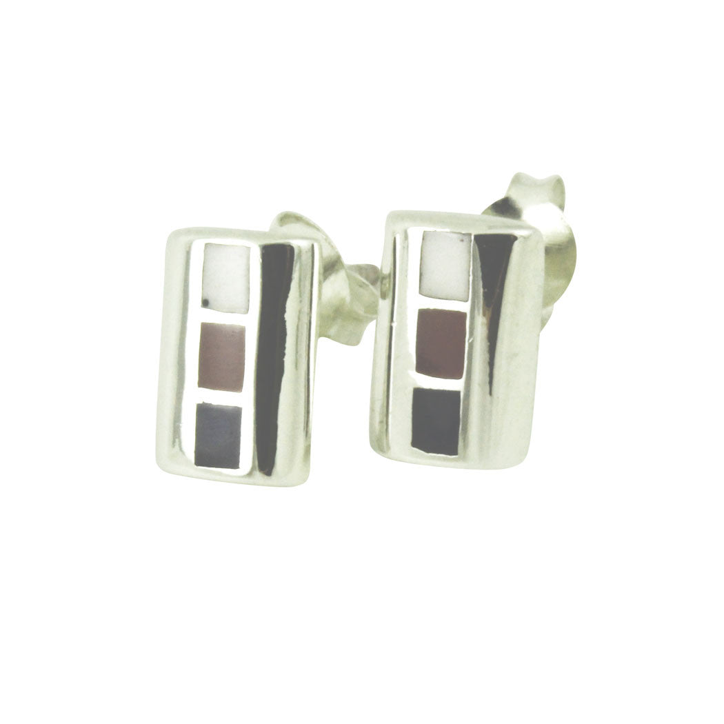 Sterling Enamel Accent Bar Earrings