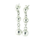 Sterling Silver Bead Ball Dangle Drop Statement Earrings