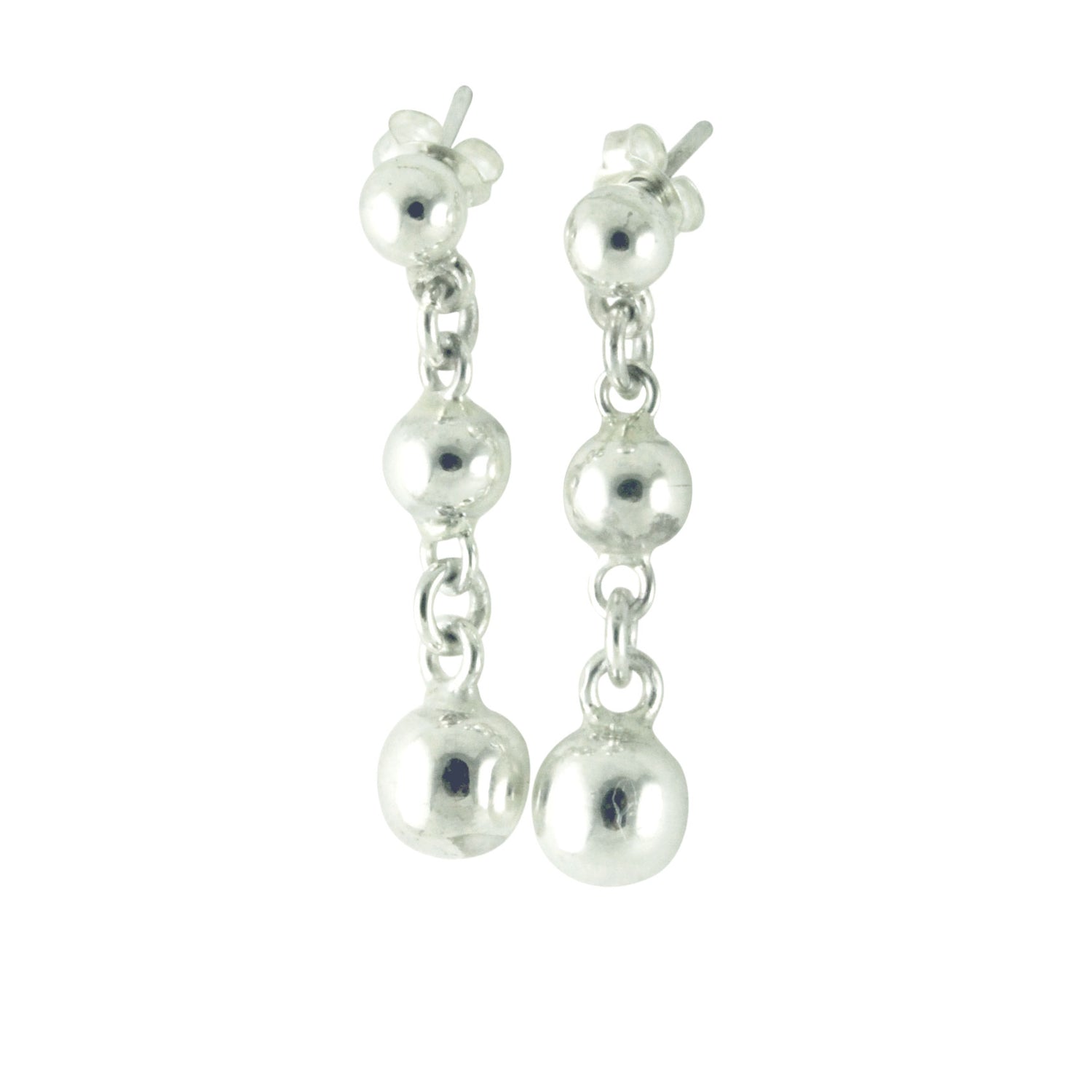 Sterling Silver Bead Ball Dangle Drop Statement Earrings