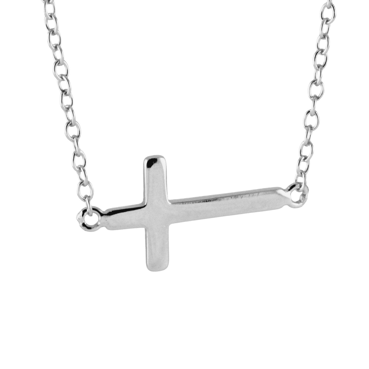 Mini Sterling Silver Sideways Cross Necklace