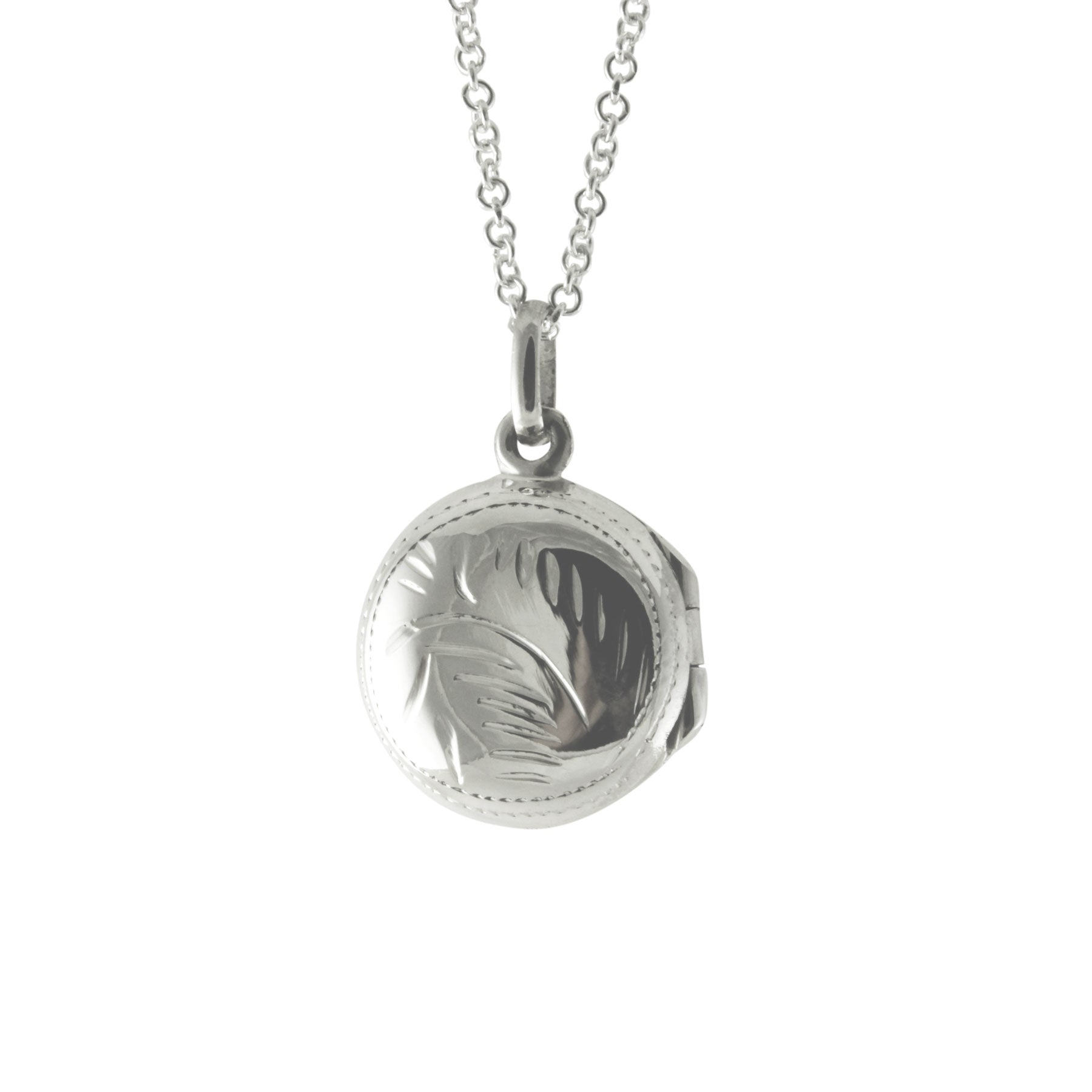 Sterling Silver Round Mini Locket Charm & Chain