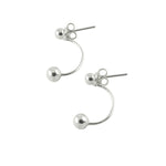 Sterling Silver Simple Bead Ear Jacket Stud Earrings