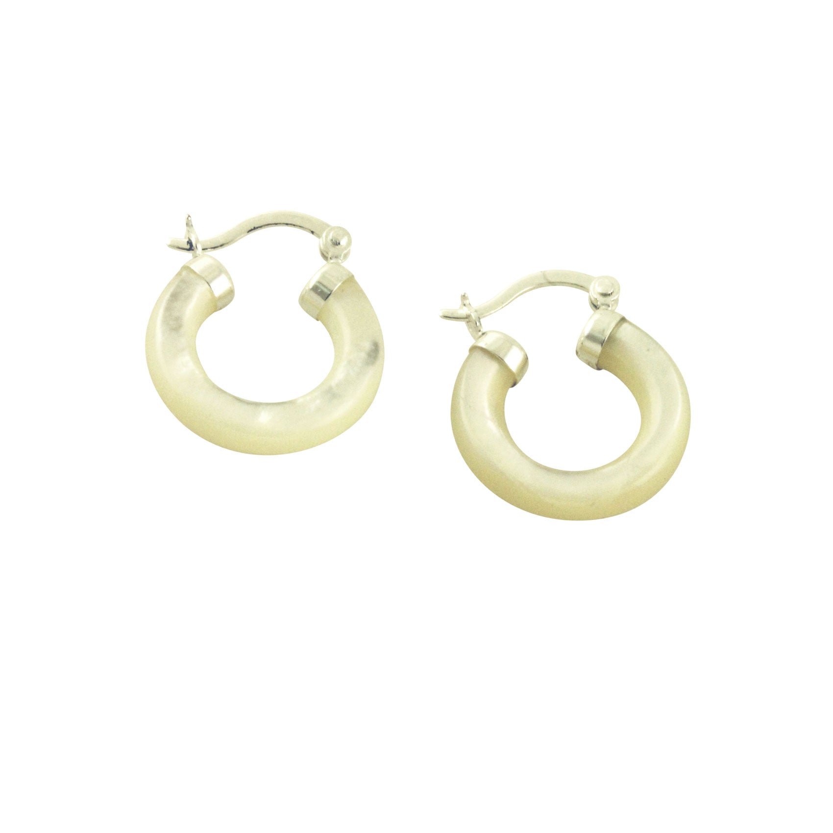 Sterling Silver Round Pearl Hoop Earrings