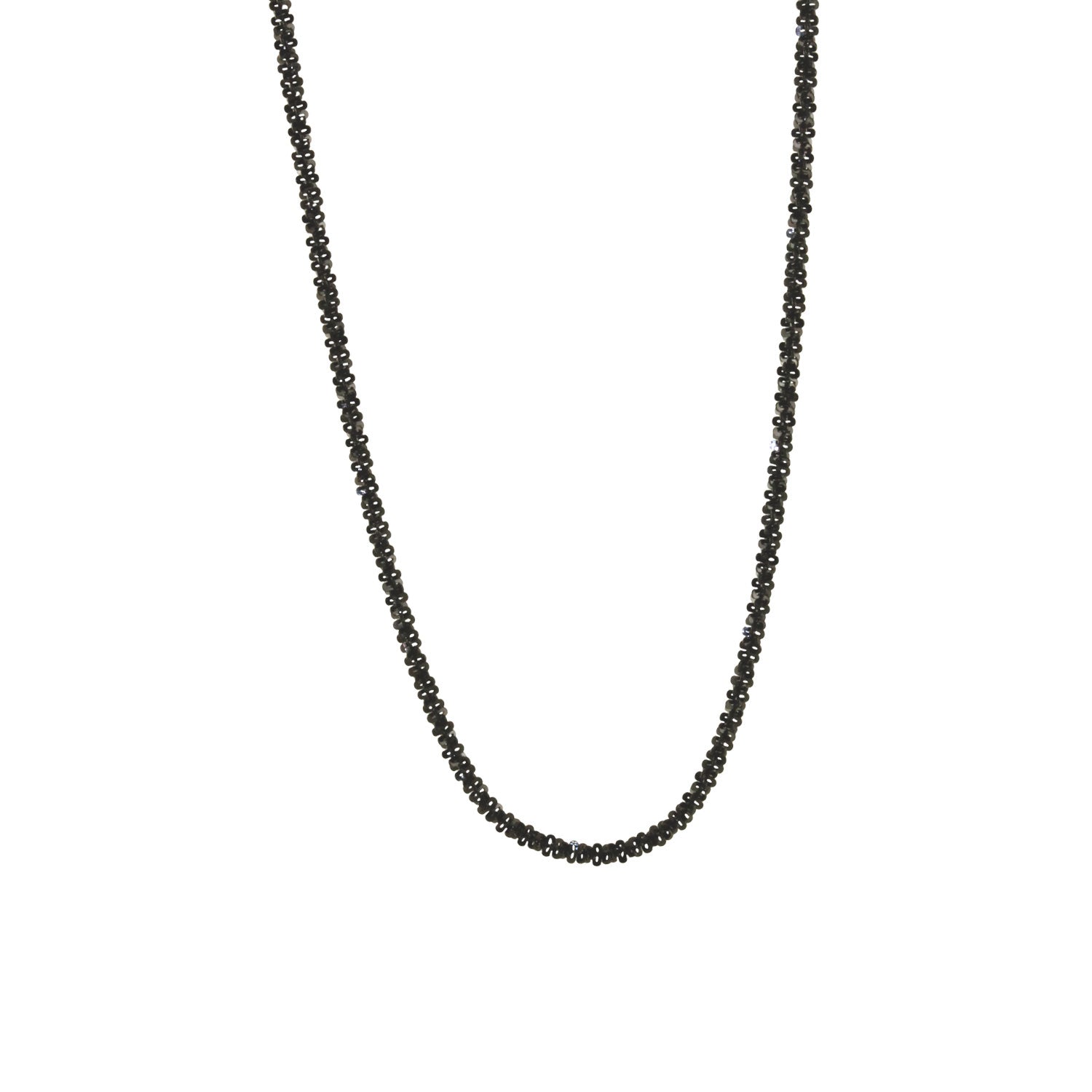 "Glitter Sequins" Blackened Silver Chain Necklace