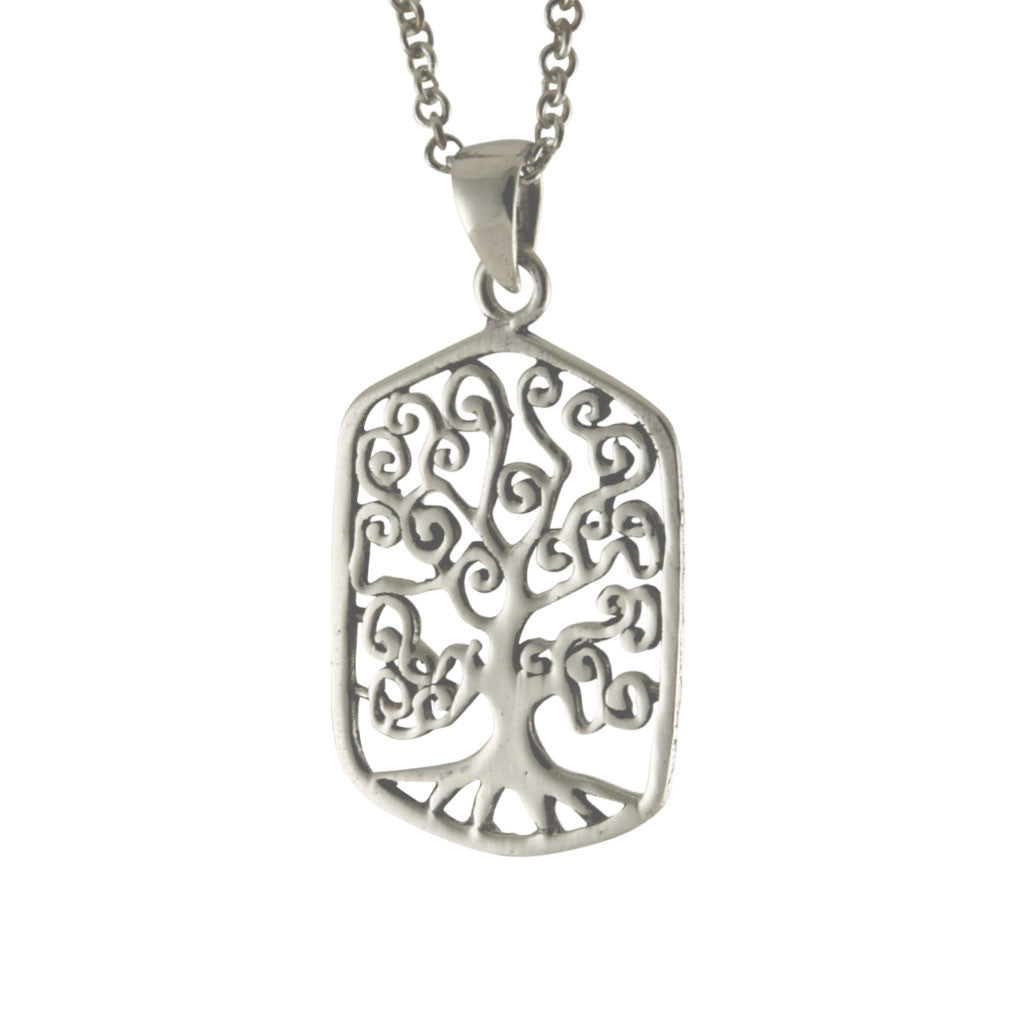 Sterling Tree Of Life Square Pendant Necklace